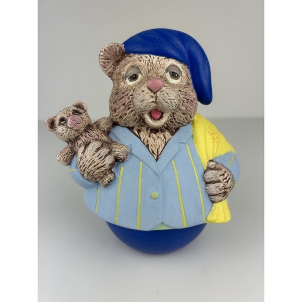 Handmade Bear Music Box Spins Ceramic Nursery It's‎ a Small World Vintage 90s